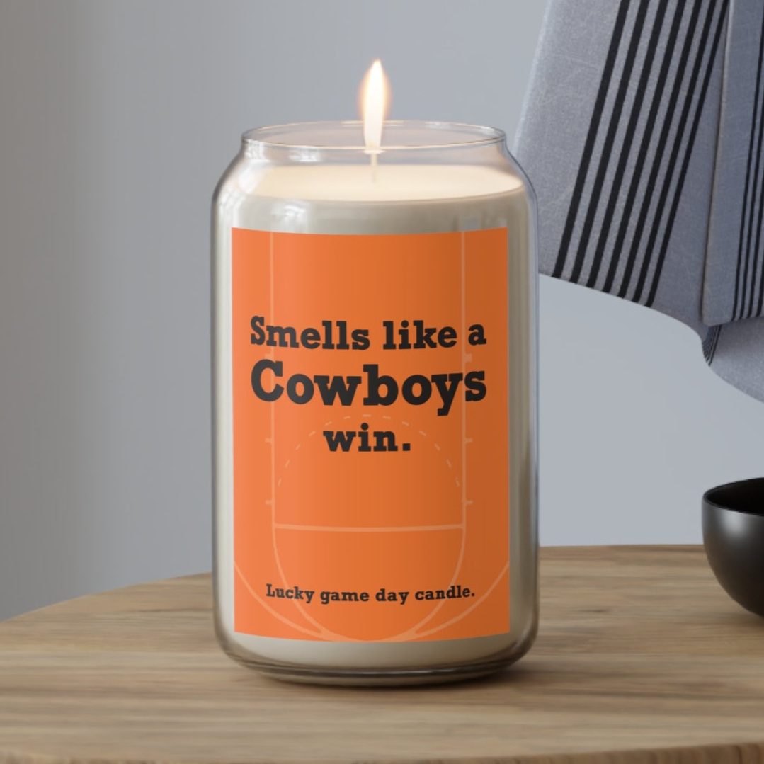 Oklahoma State Basketball - "Smells like a Cowboys win" scented candle (13.75 oz)