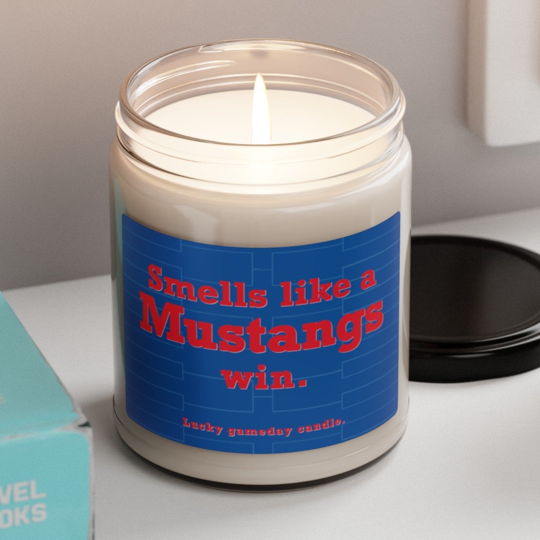 SMU Basketball - "Smells like a Mustangs win" scented candle (9 oz)