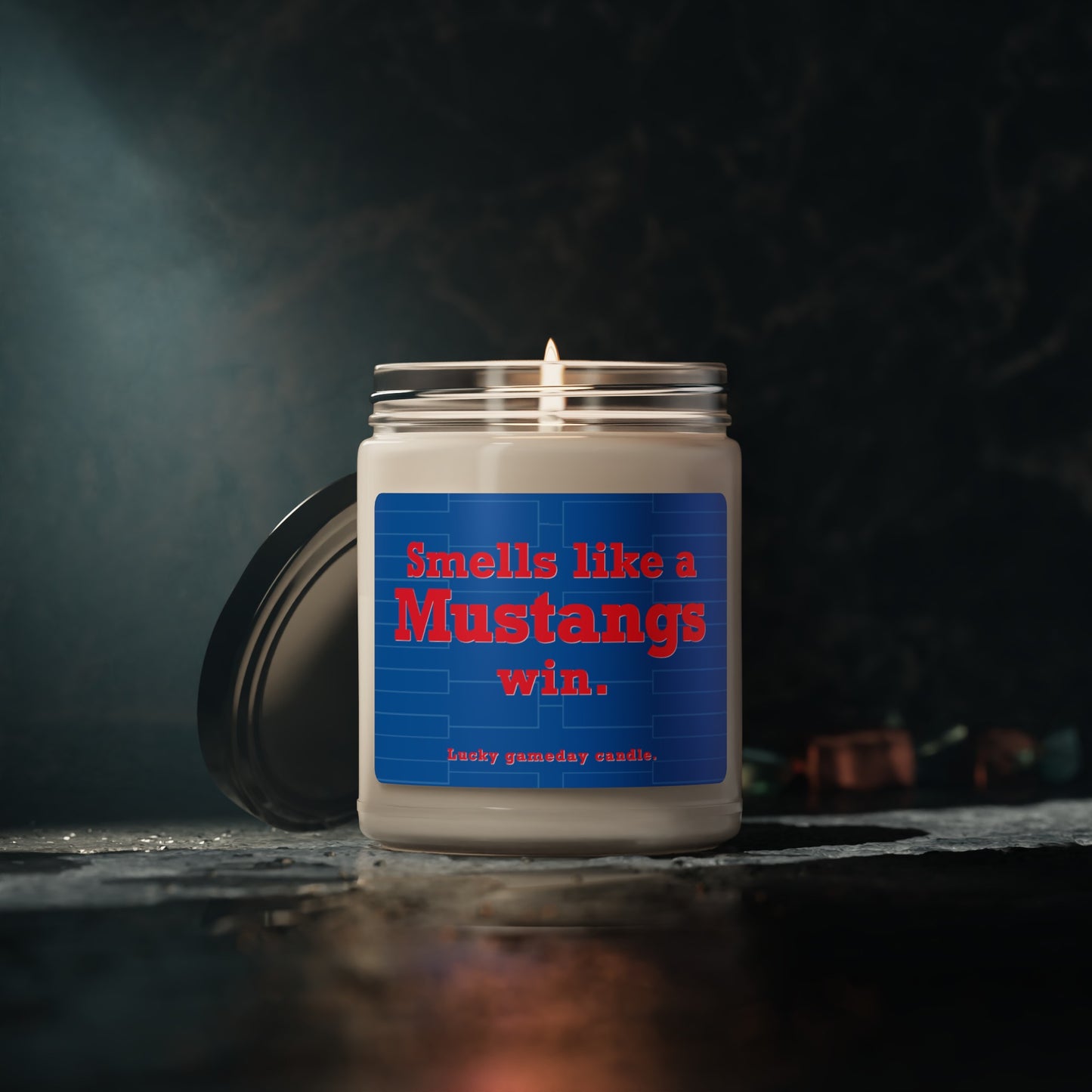 SMU Basketball - "Smells like a Mustangs win" scented candle (9 oz)