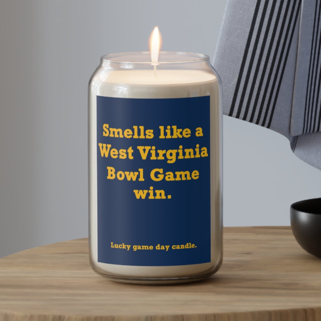 West Virginia Bowl Game - "Smells like a West Virginia Bowl Game win" scented candle (13.75 oz)