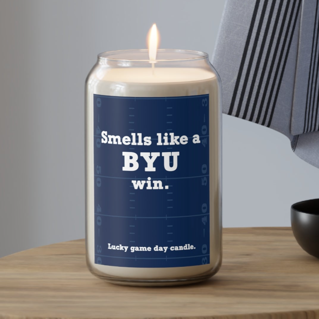 BYU Football - "Smells like a BYU win" scented candle (13.75 oz)