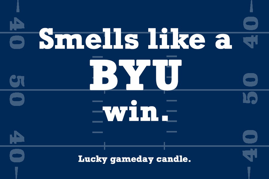 BYU Football - "Smells like a BYU win" scented candle (9 oz)