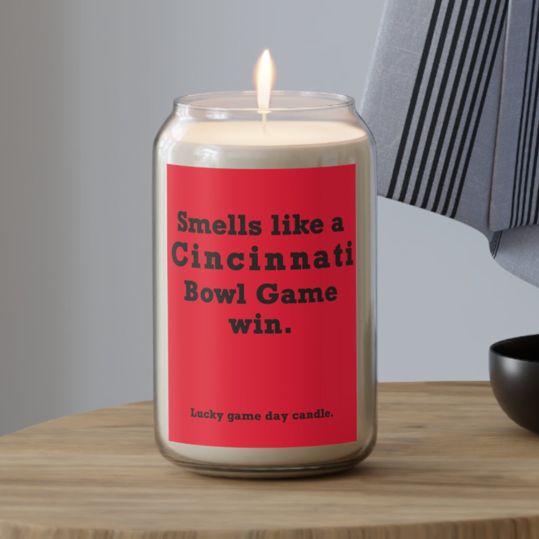 Cincinnati Bowl Game - "Smells like a Cincinnati Bowl Game win" scented candle (13.75 oz)