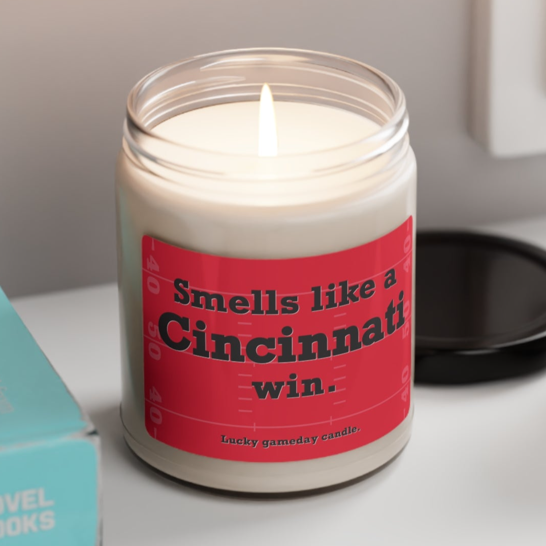 Cincinnati Football - "Smells like a Cincinnati win" scented candle (9 oz)