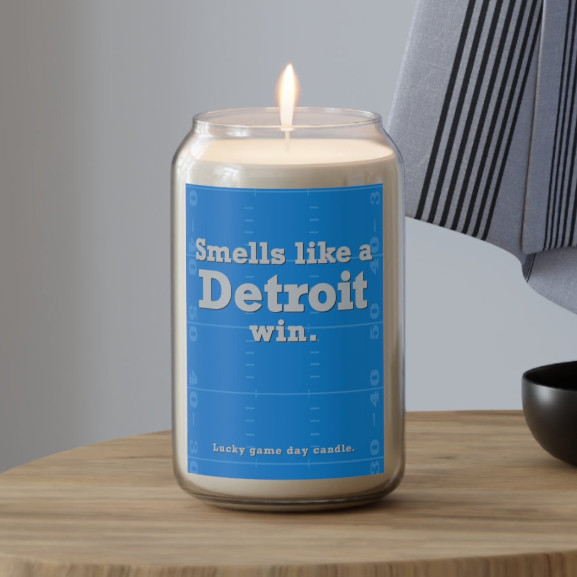 Detroit Football - "Smells like a Detroit win" scented candle (13.75 oz) (field)