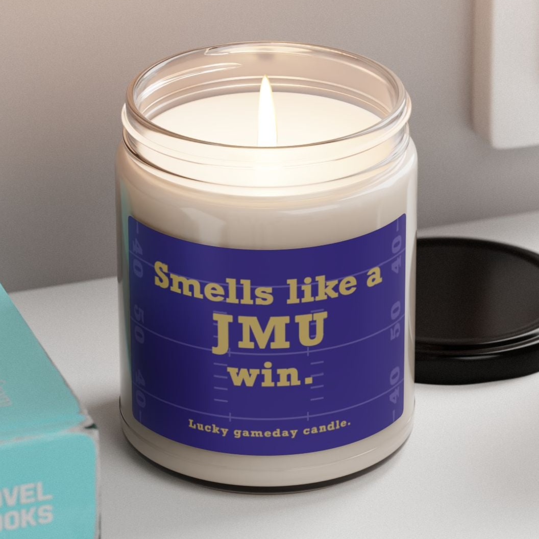 James Madison Football - "Smells like a JMU win" scented candle (9 oz)