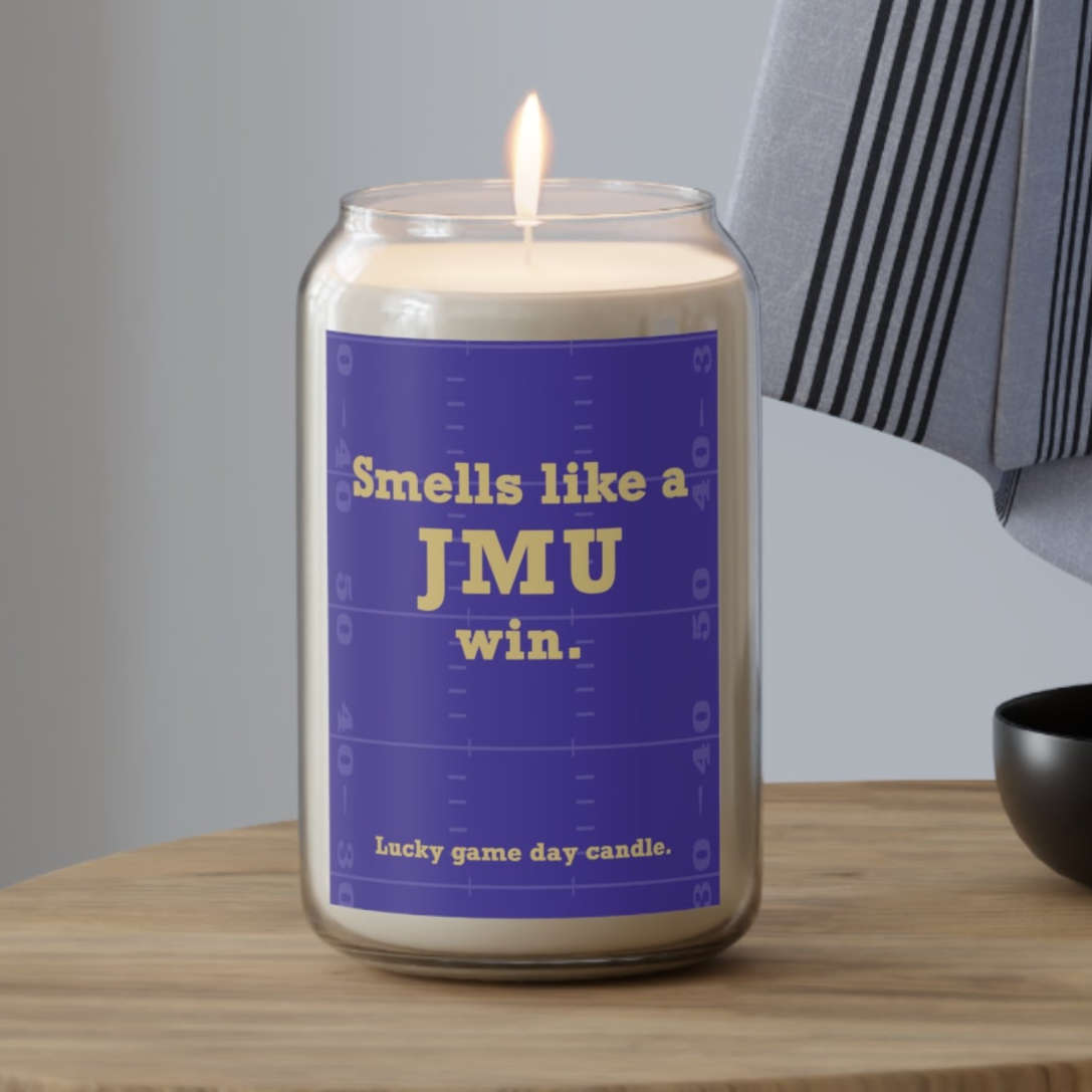 James Madison Football - "Smells like a JMU win" scented candle (13.75 oz)