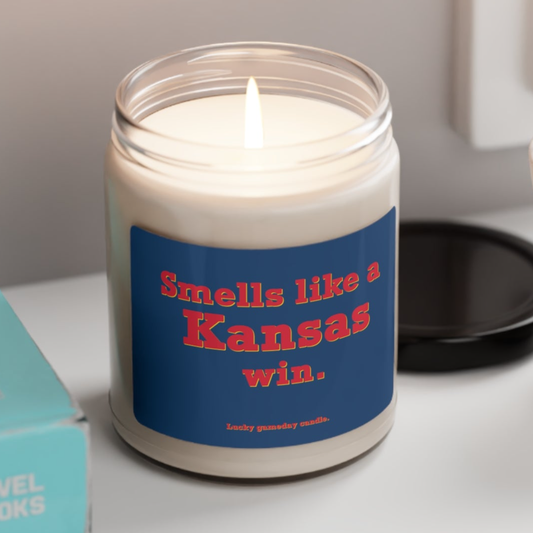 Kansas - "Smells like a Kansas win" scented candle (9 oz)