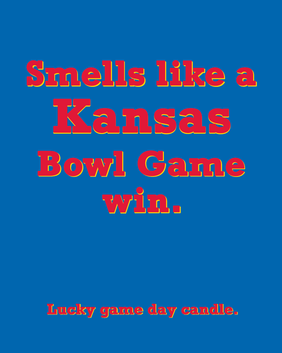 Kansas Bowl Game - "Smells like a Kansas Bowl Game win" scented candle (13.75 oz)