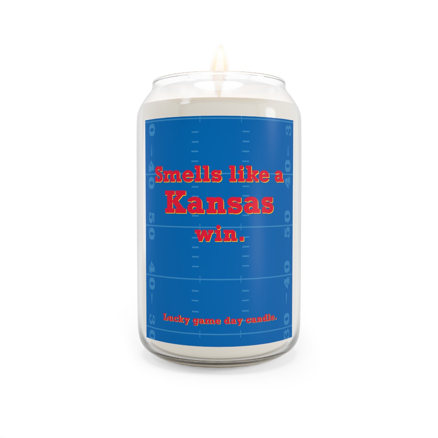 Kansas Football - "Smells like a Kansas win" scented candle (13.75 oz)