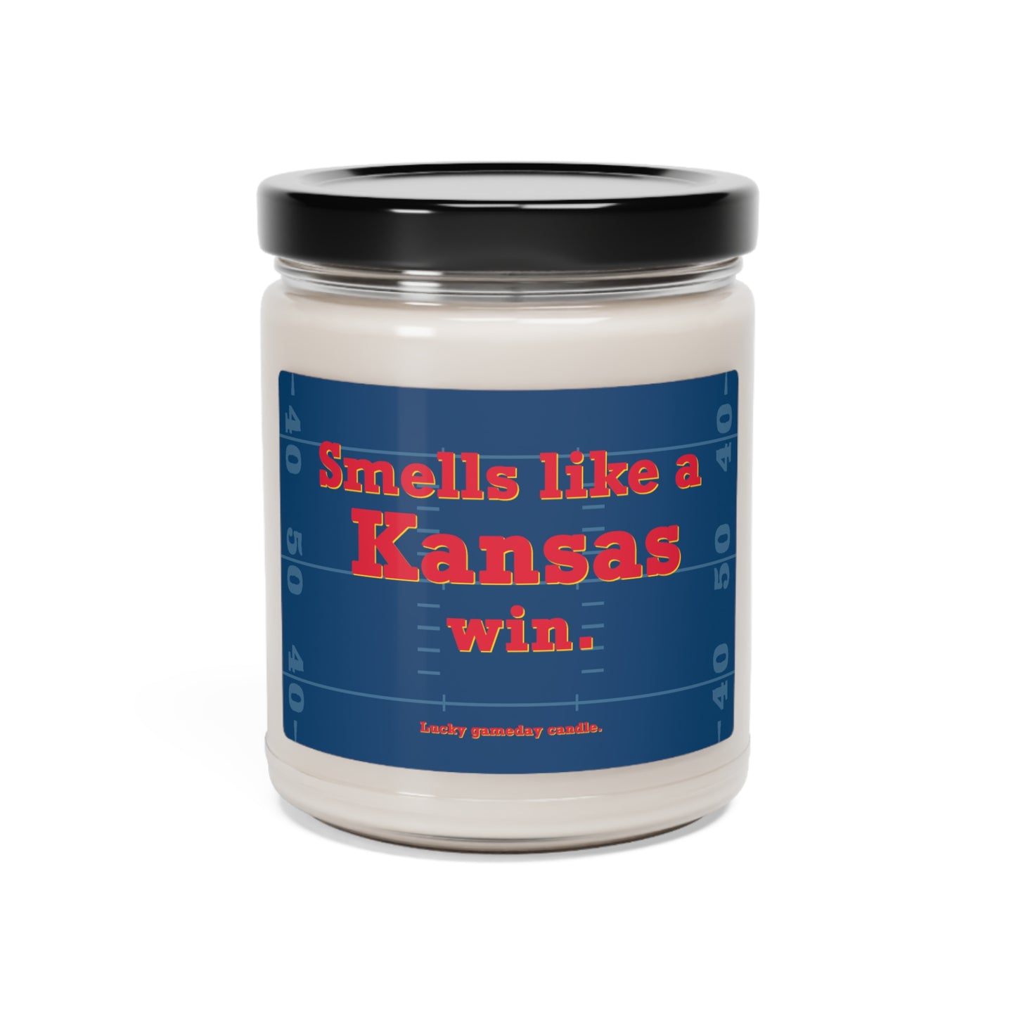 Kansas Football - "Smells like a Kansas win" scented candle (9 oz)