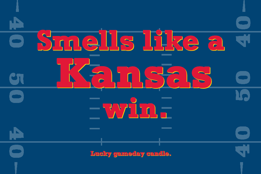 Kansas Football - "Smells like a Kansas win" scented candle (9 oz)