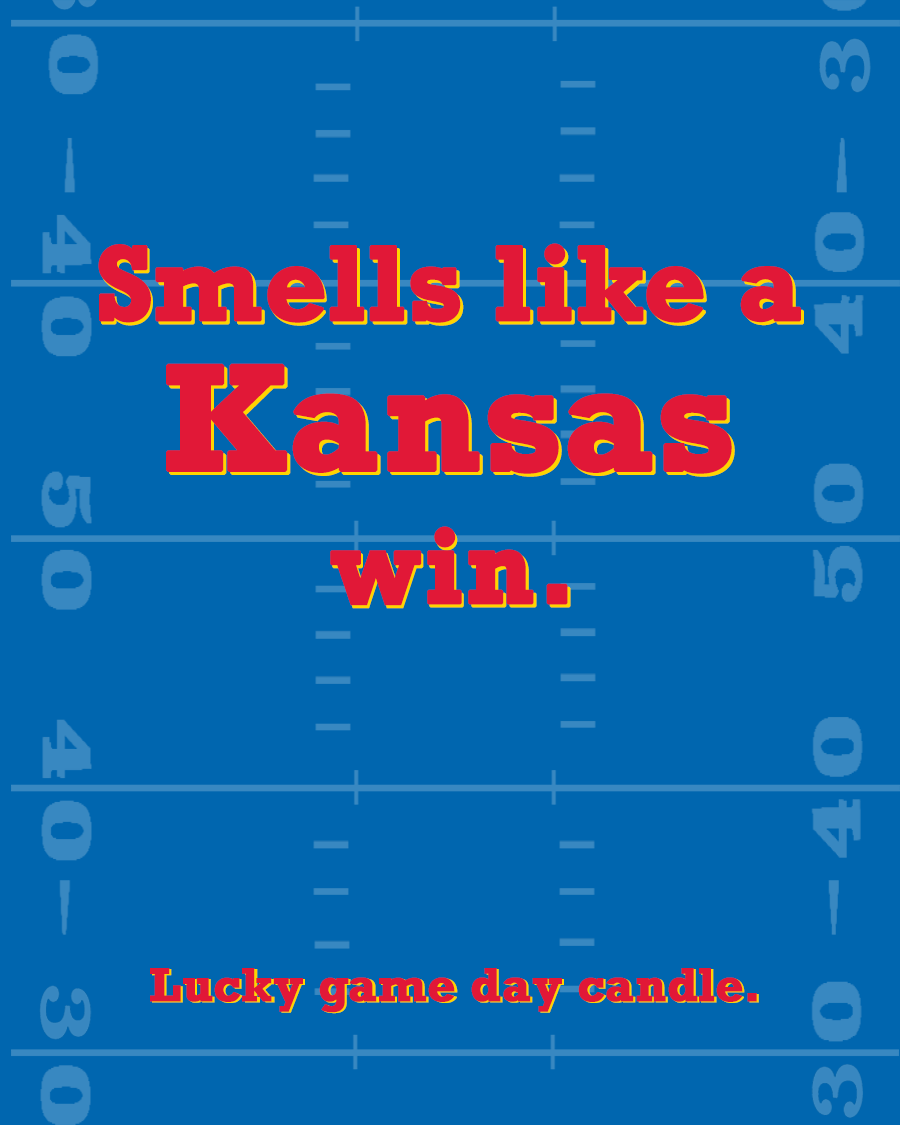 Kansas Football - "Smells like a Kansas win" scented candle (13.75 oz)