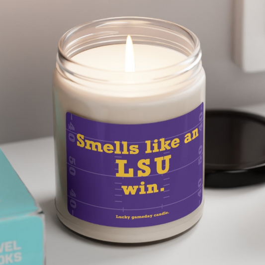 LSU Football - "Smells like an LSU win" scented candle (9 oz)