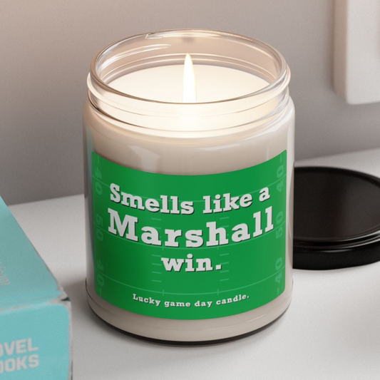 Marshall Football - "Smells like a Marshall win" scented candle (9 oz)