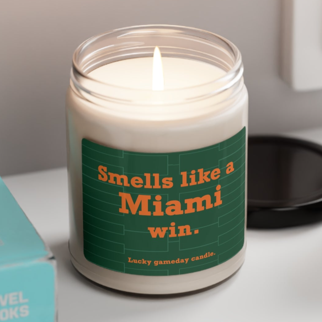 Miami Basketball - "Smells like a Miami win" scented candle (9 oz)