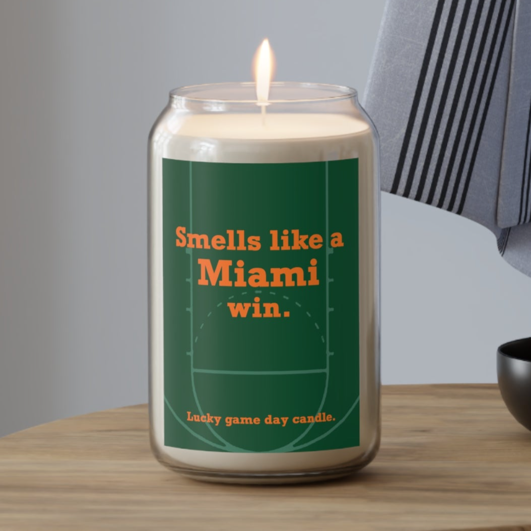 Miami Basketball - "Smells like a Miami win" scented candle (13.75 oz)