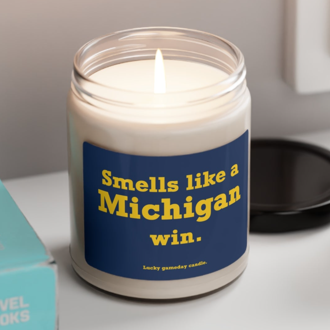 Michigan - "Smells like a Michigan win" scented candle (9 oz)