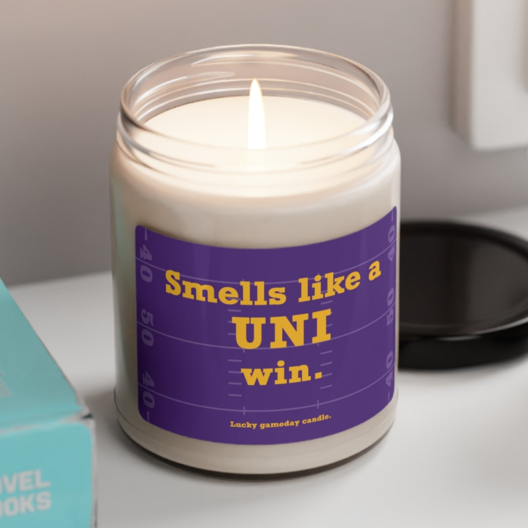 Northern Iowa Football - "Smells like a UNI win" scented candle (9 oz)