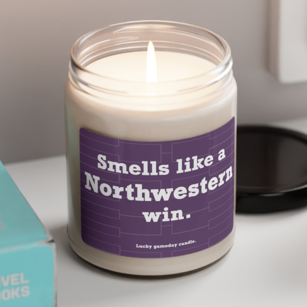 Northwestern Basketball - "Smells like a Northwestern win" scented candle (9 oz)