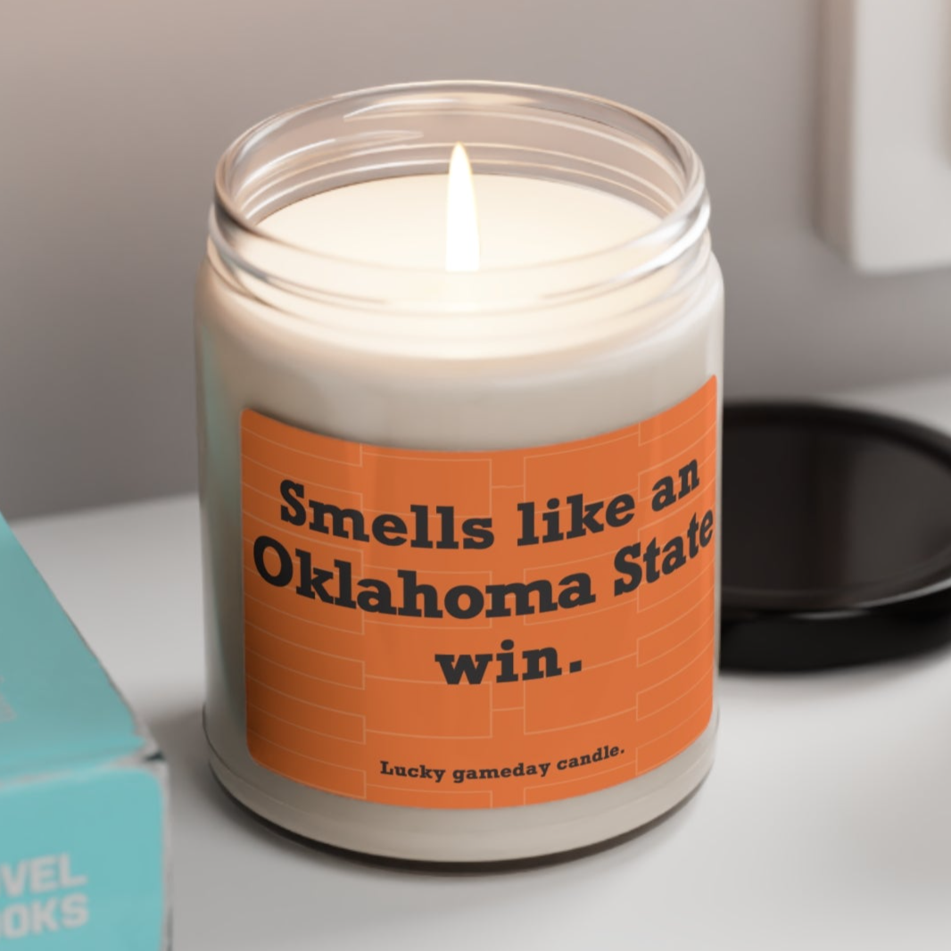 Oklahoma State Basketball - "Smells like an Oklahoma State win" scented candle (9 oz)