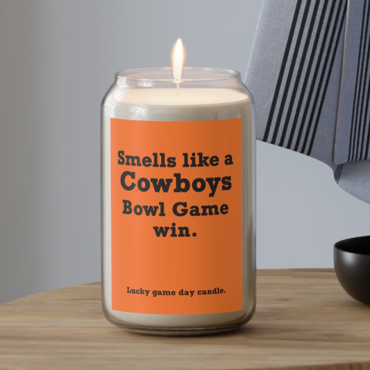 Oklahoma State Bowl Game - "Smells like a Cowboys Bowl Game win" scented candle (13.75 oz)