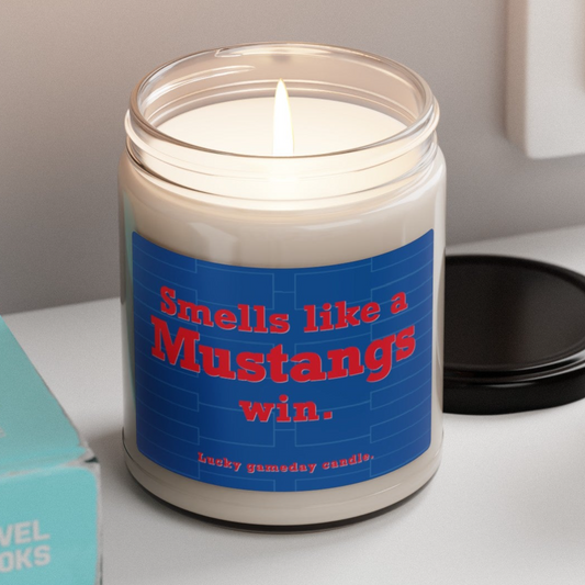 SMU Basketball - "Smells like a Mustangs win" scented candle (9 oz)