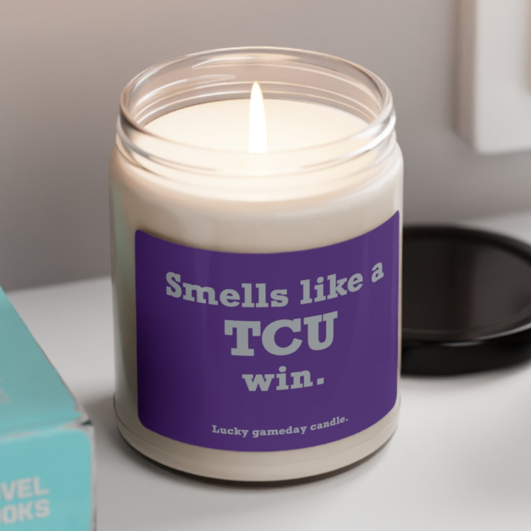 TCU - "Smells like a TCU win" scented candle (9 oz)