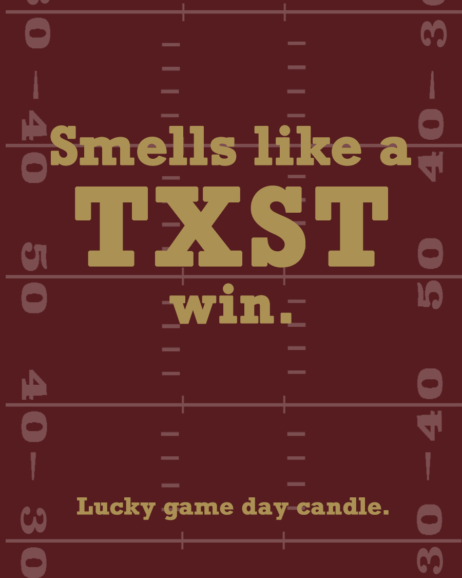 Texas State Football - "Smells like a TXST win" scented candle (13.75 oz)