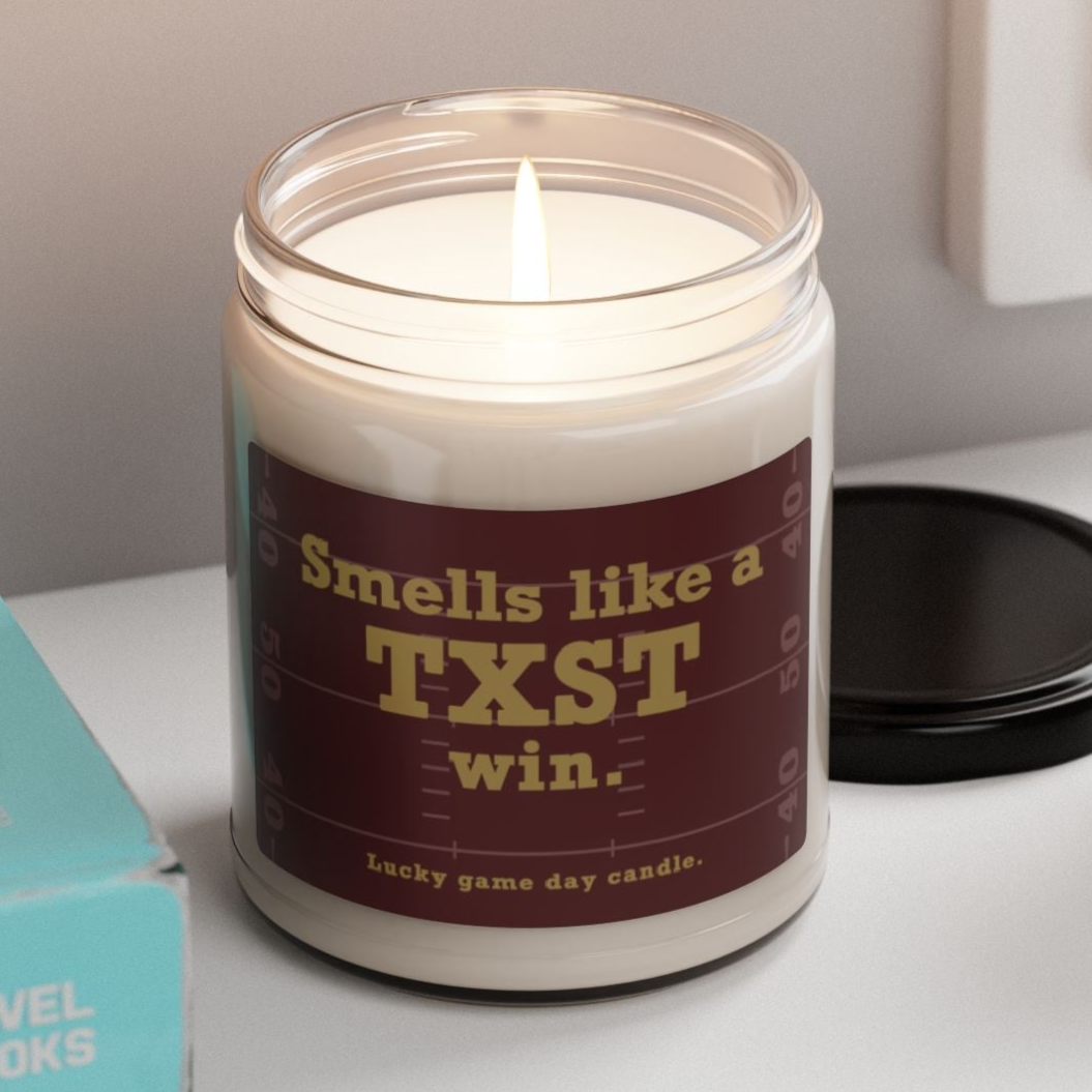 Texas State Football - "Smells like a TXST win" scented candle (9 oz)