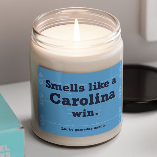 UNC Football - "Smells like a Carolina win" scented candle (9 oz)