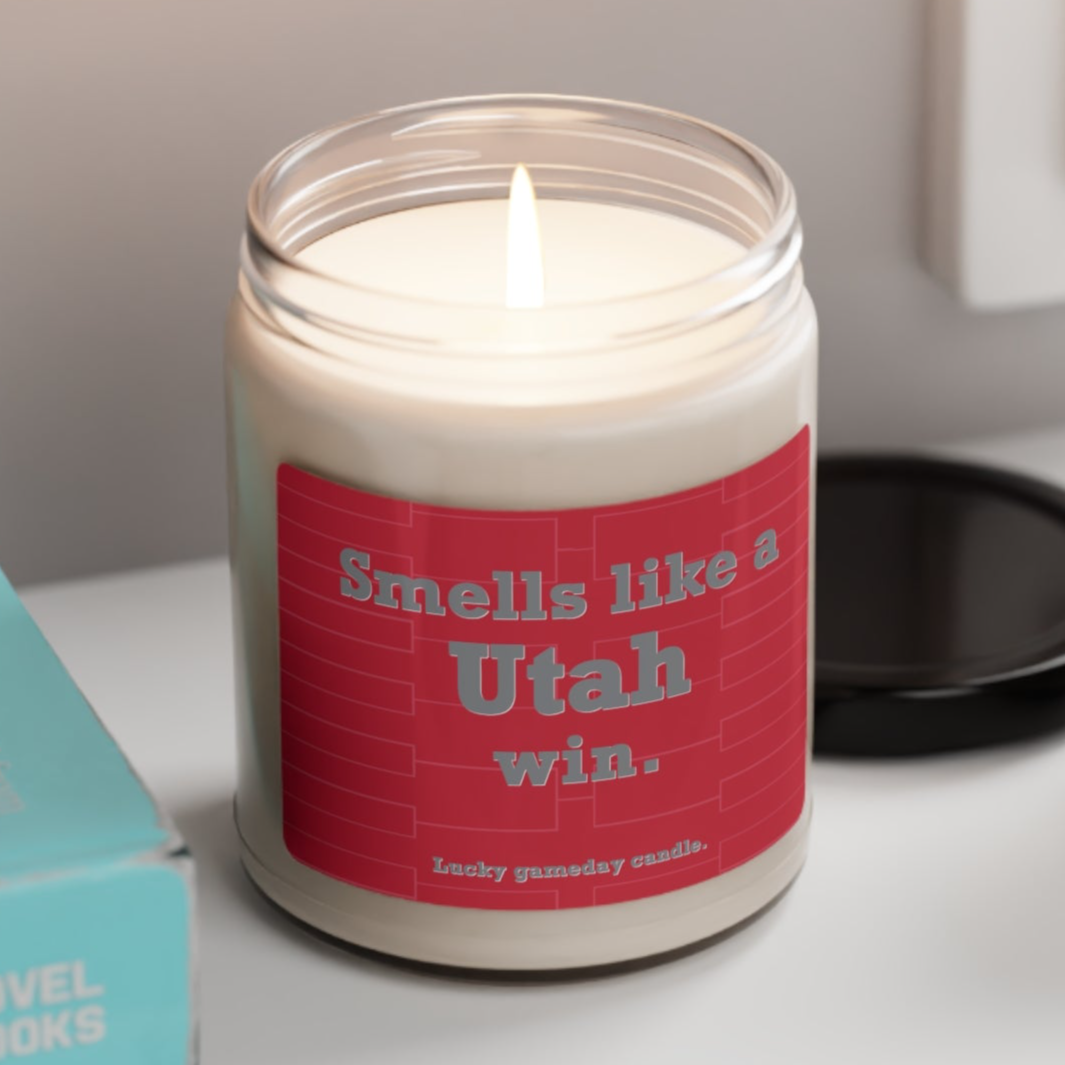 Utah Basketball - "Smells like a Utah win" scented candle (9 oz)