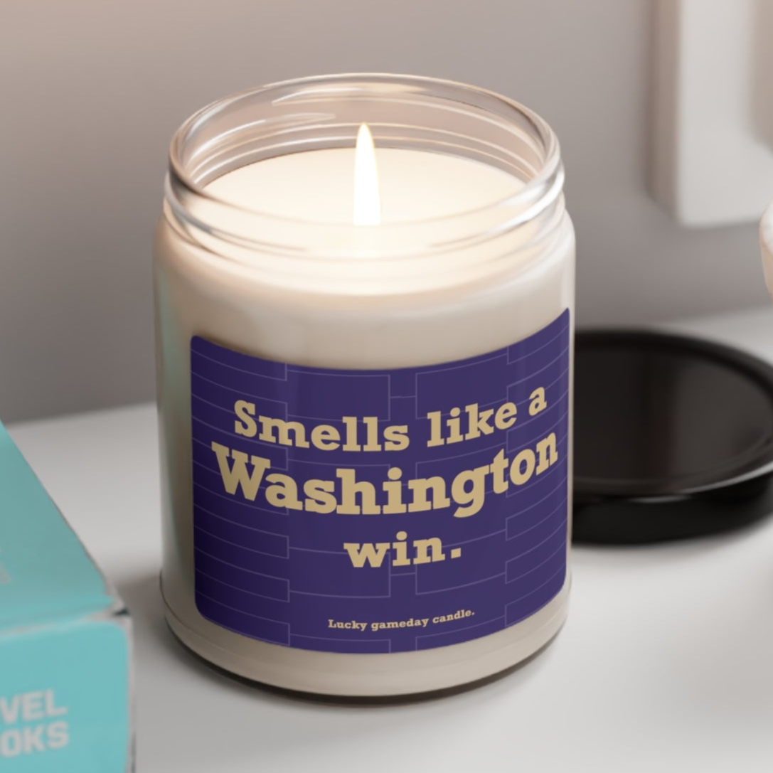 Washington Basketball - "Smells like a Washington win" scented candle (9 oz)