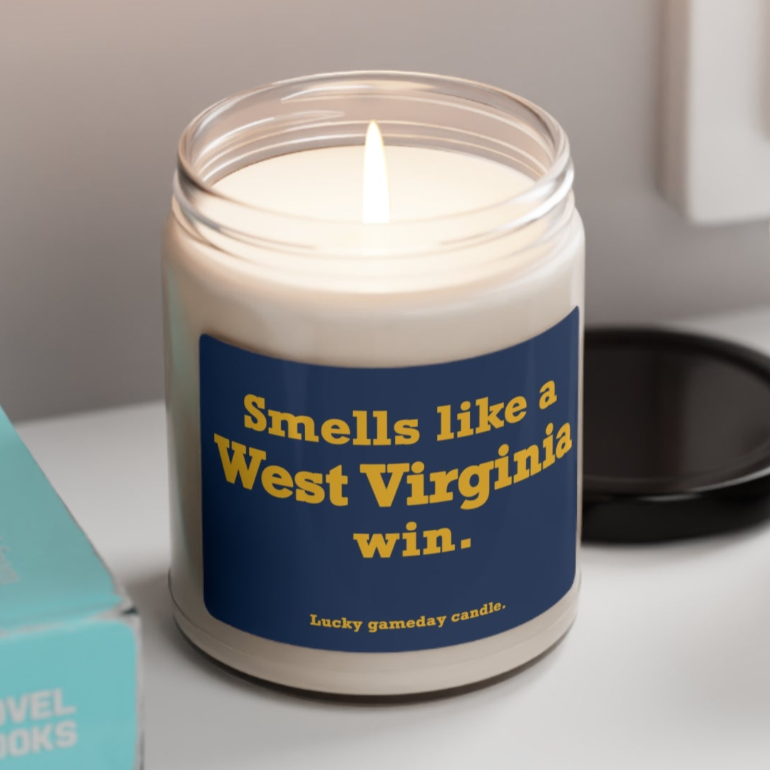 West Virginia - "Smells like a West Virginia win" scented candle (9 oz)