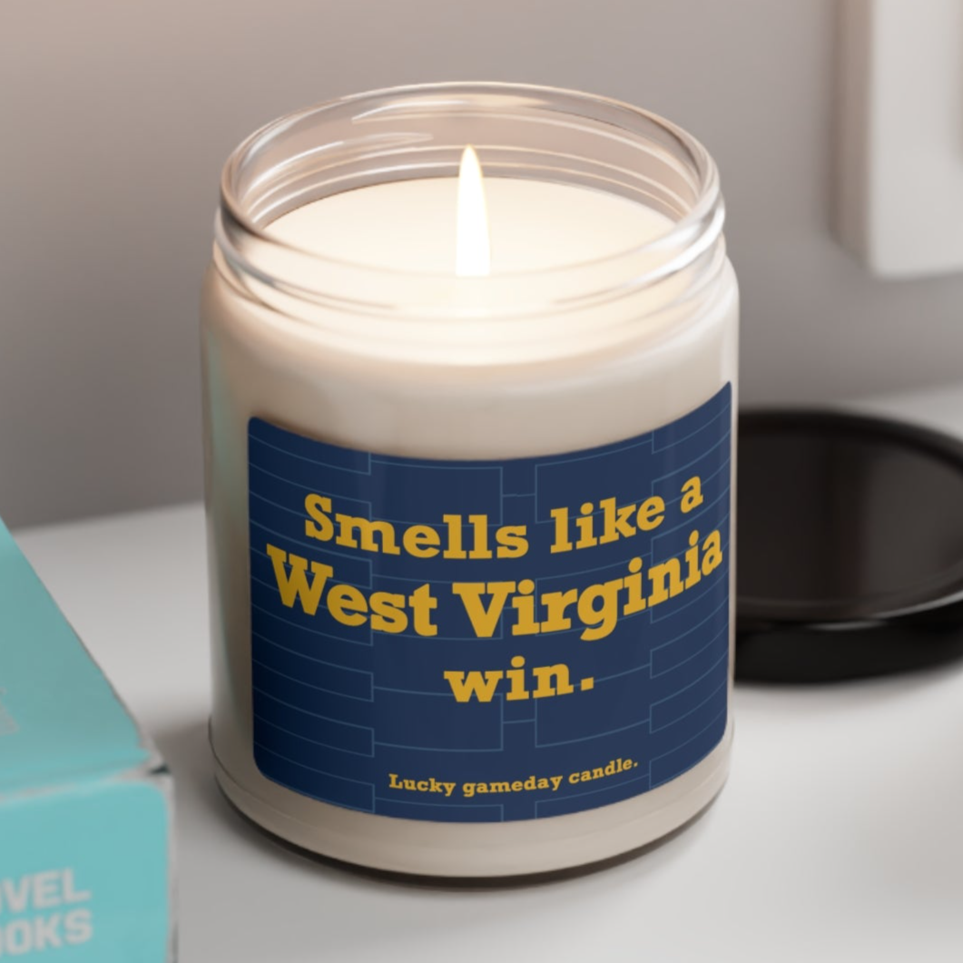 West Virginia Basketball - "Smells like a West Virginia win" scented candle (9 oz)