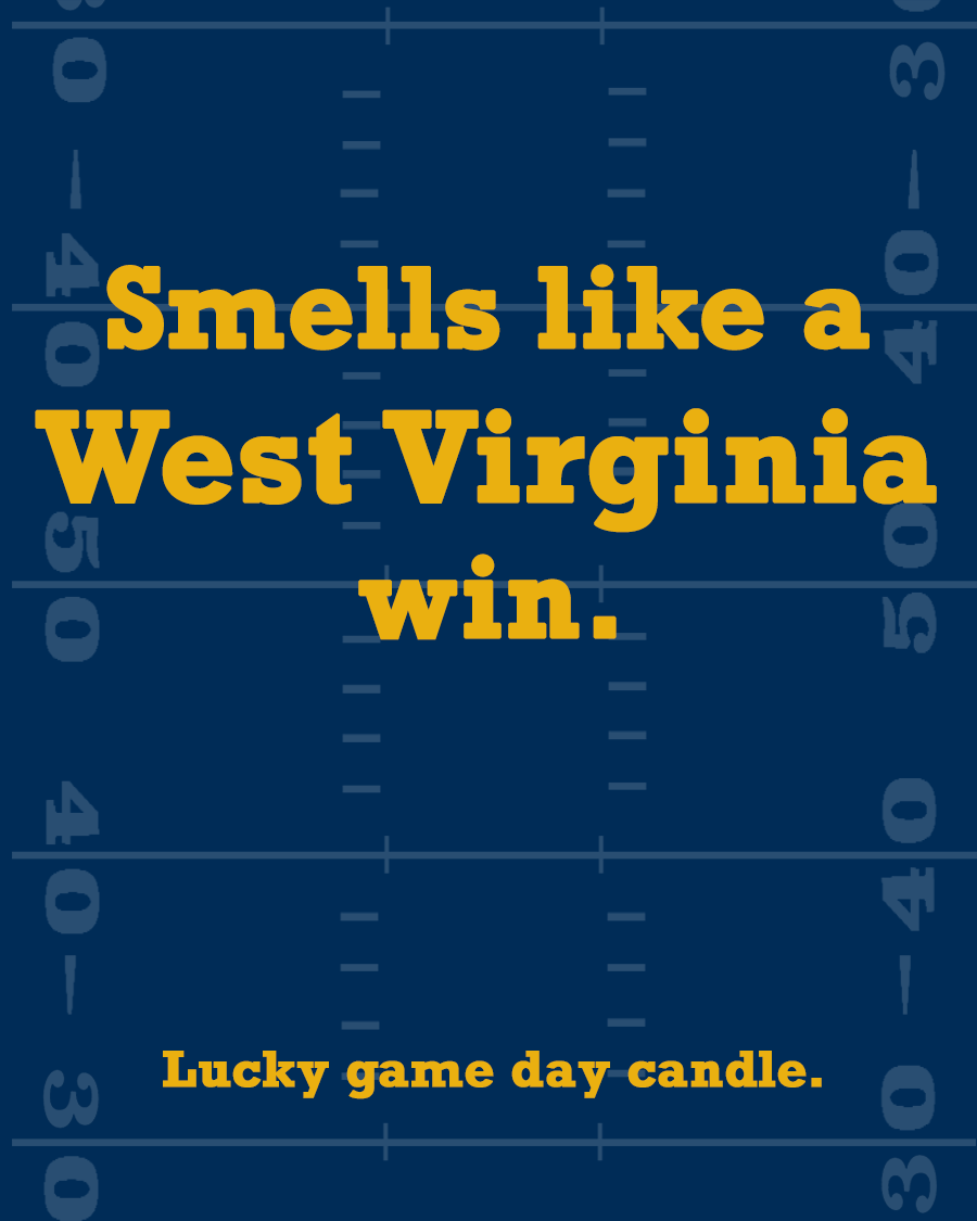 West Virginia Football - "Smells like a West Virginia win" scented candle (13.75 oz)